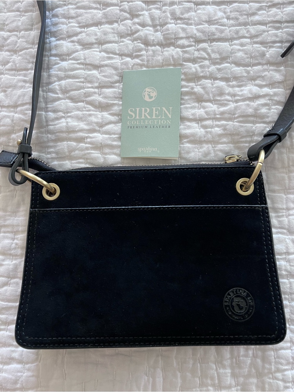 Spartina 449 Siren Collection Suede Carrie Crossbody Bag Black EUC